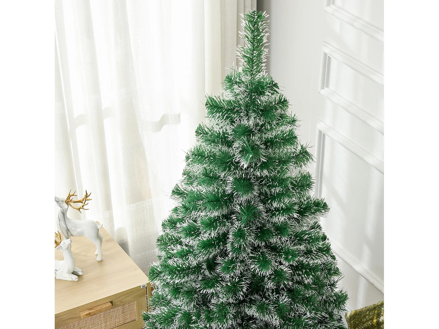 Albero di Natale artificiale 1,5 m con neve, 416 rami in PET, verde (Ø75 x 150 cm)