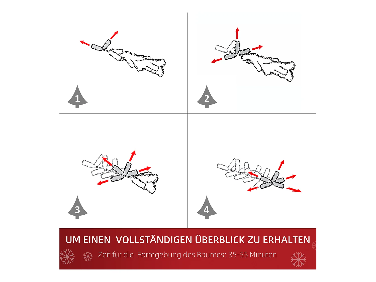 Kunstkerstboom 180 cm met sneeuw, versierd, 416 PVC takken, wit (Ø102 x 180 cm)