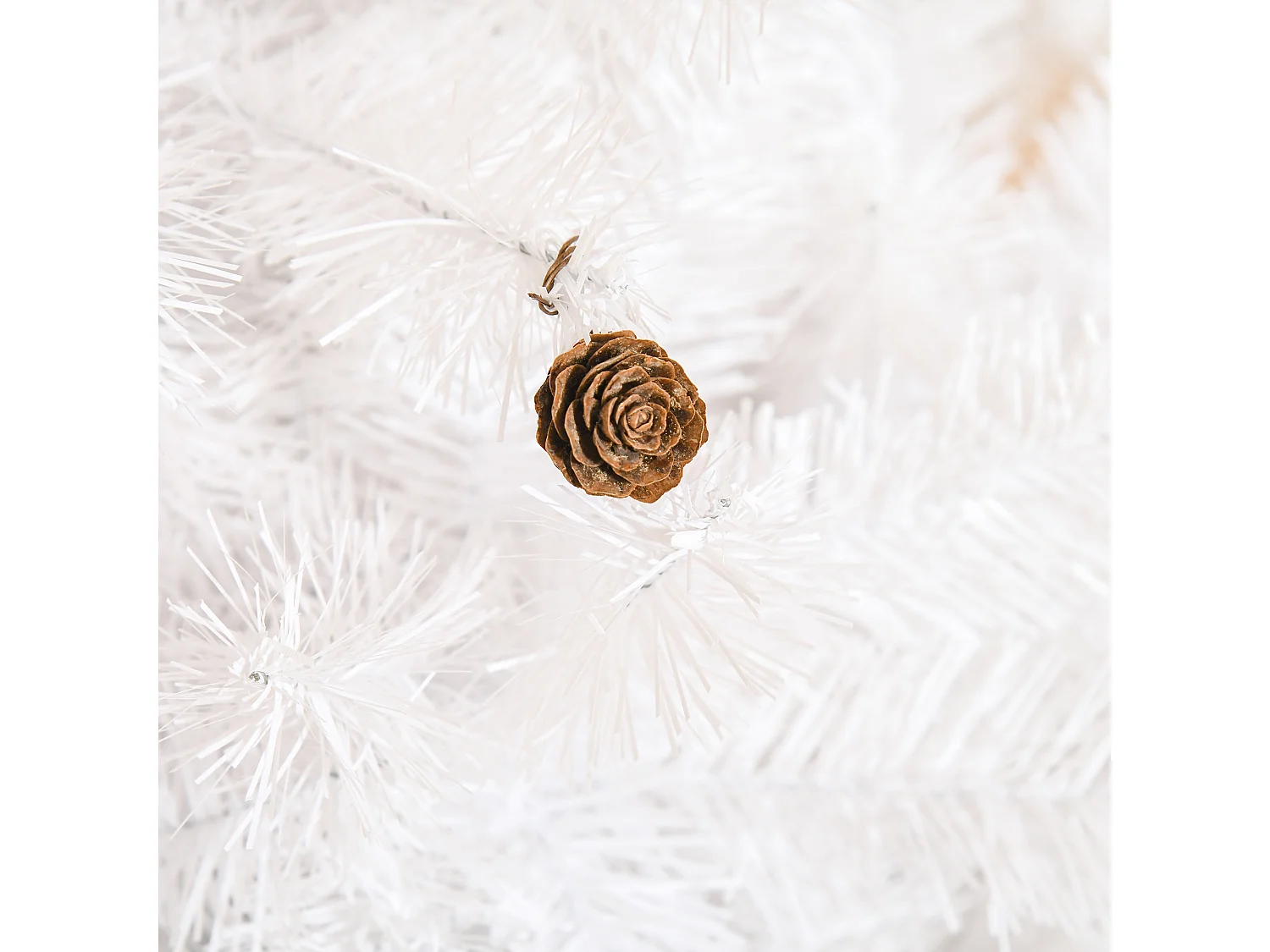 Sapin de Noël artificiel 180 cm avec neige, décoré, 416 branches en PVC, blanc (Ø102 x 180 cm)