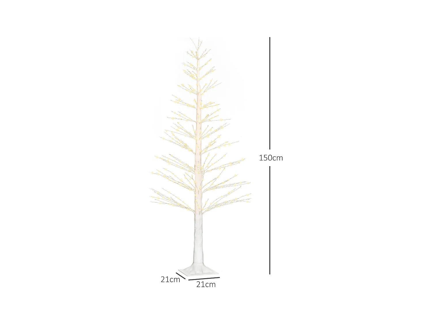 Arbre de Noël artificiel 150 cm avec 600 LED, design flexible, métal, blanc (21x21x150 cm)