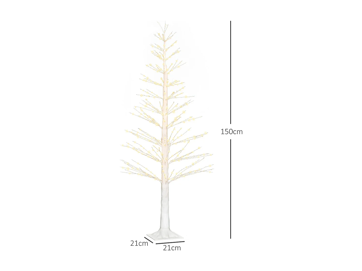 Arbre de Noël artificiel 150 cm avec 600 LED, design flexible, métal, blanc (21x21x150 cm)