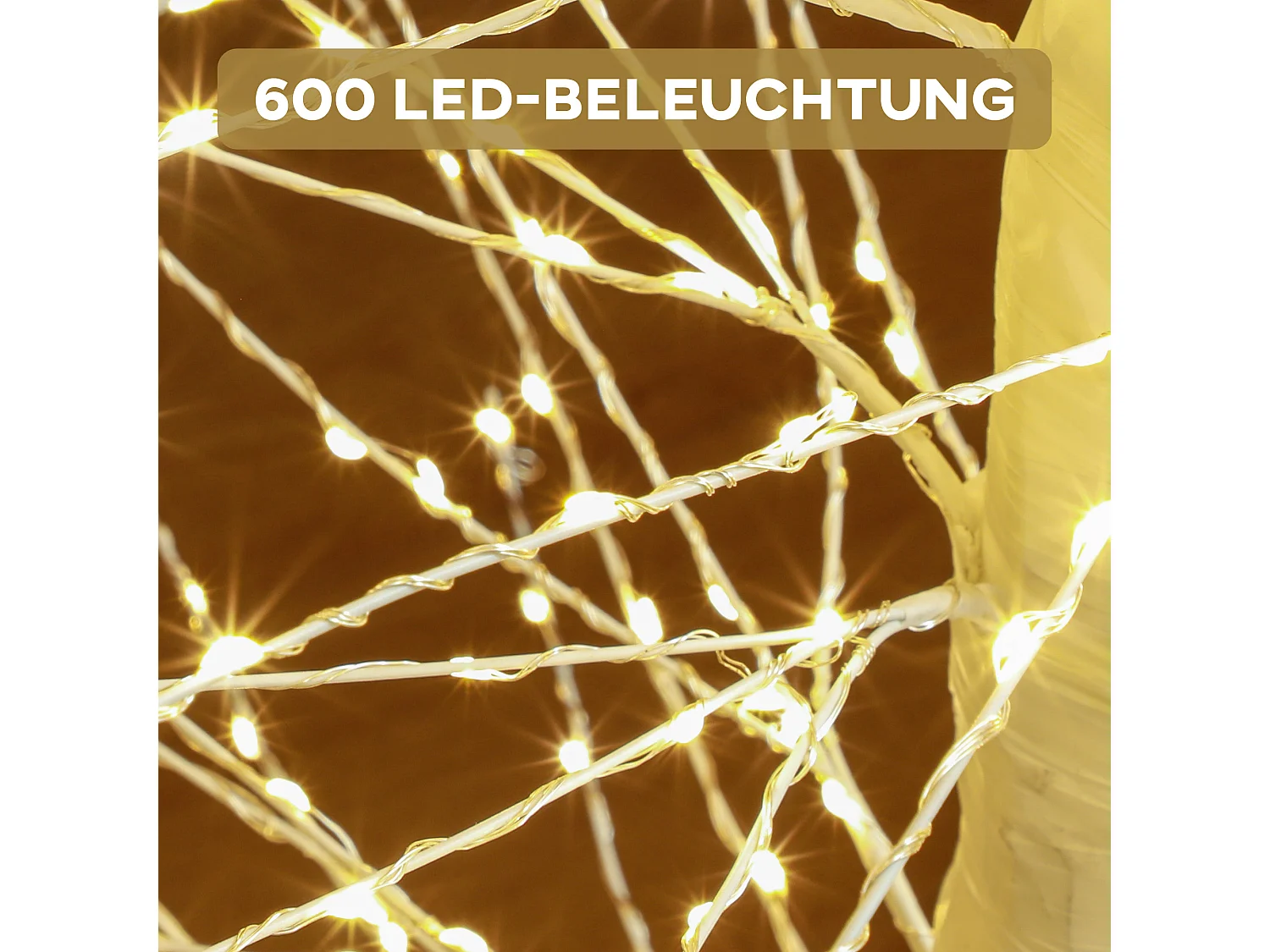 Arbre de Noël artificiel 150 cm avec 600 LED, design flexible, métal, blanc (21x21x150 cm)