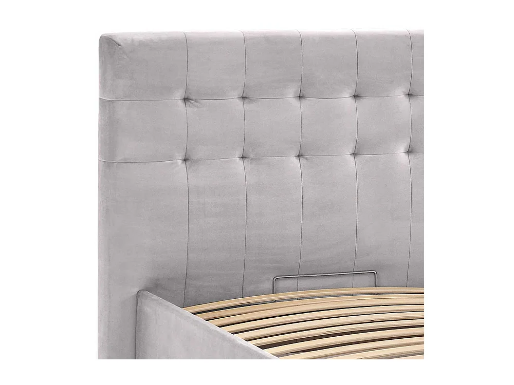 Stoffbett Hellgrau Samt in modernem Design mit Bettkasten
