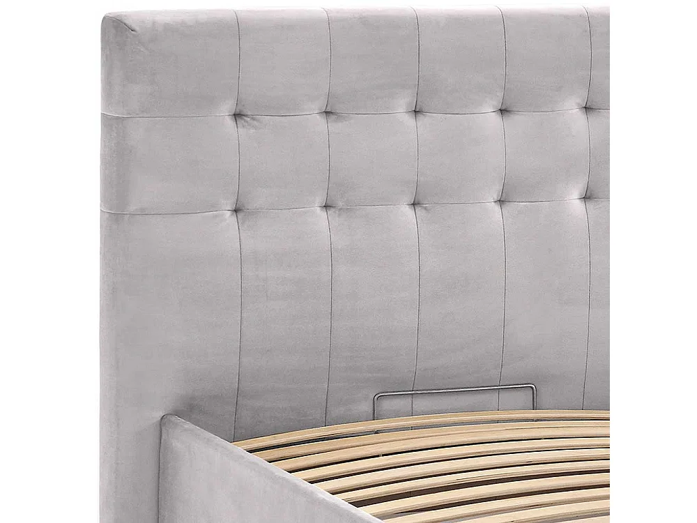 Stoffbett Hellgrau Samt in modernem Design mit Bettkasten