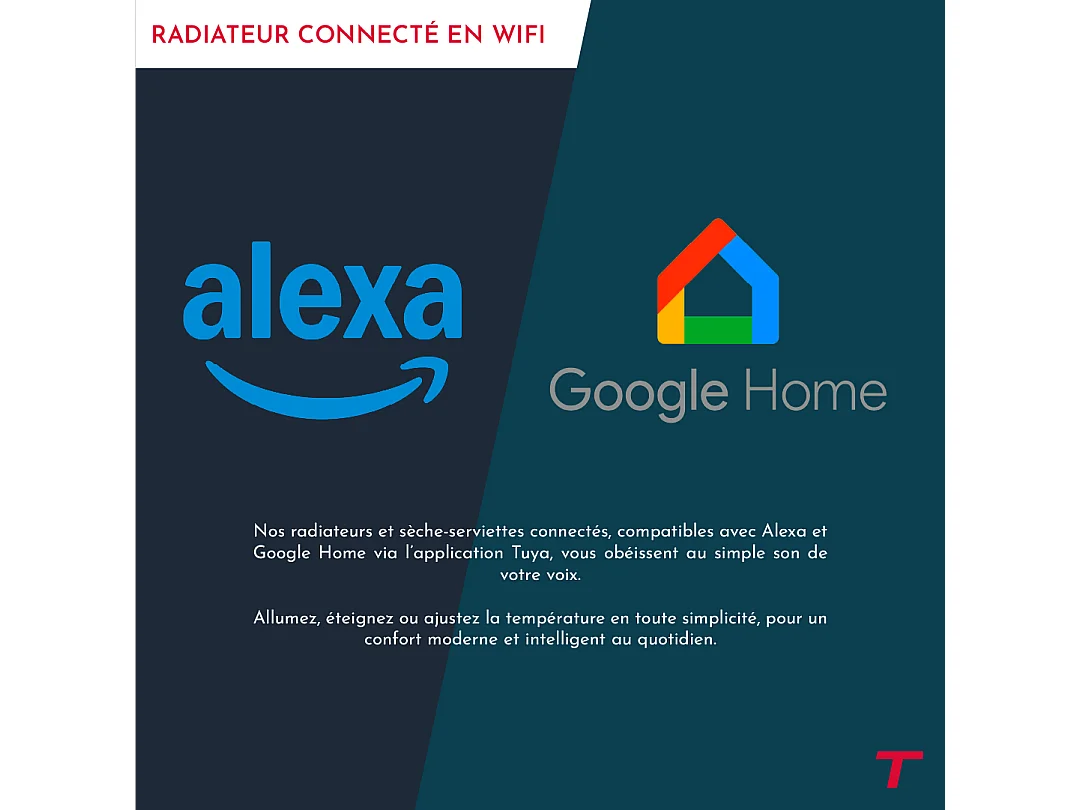 Sèche-serviette électrique sans fluide connecté WiFi avec soufflerie 500 + 1000W Thomson COSMO noir