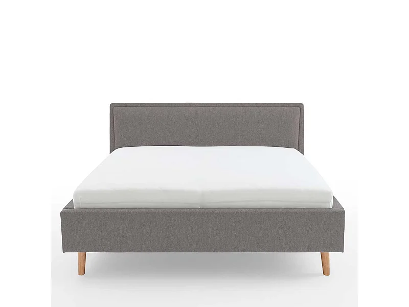 Polsterbett Skandi in Hellgrau Vierfußgestell aus Holz