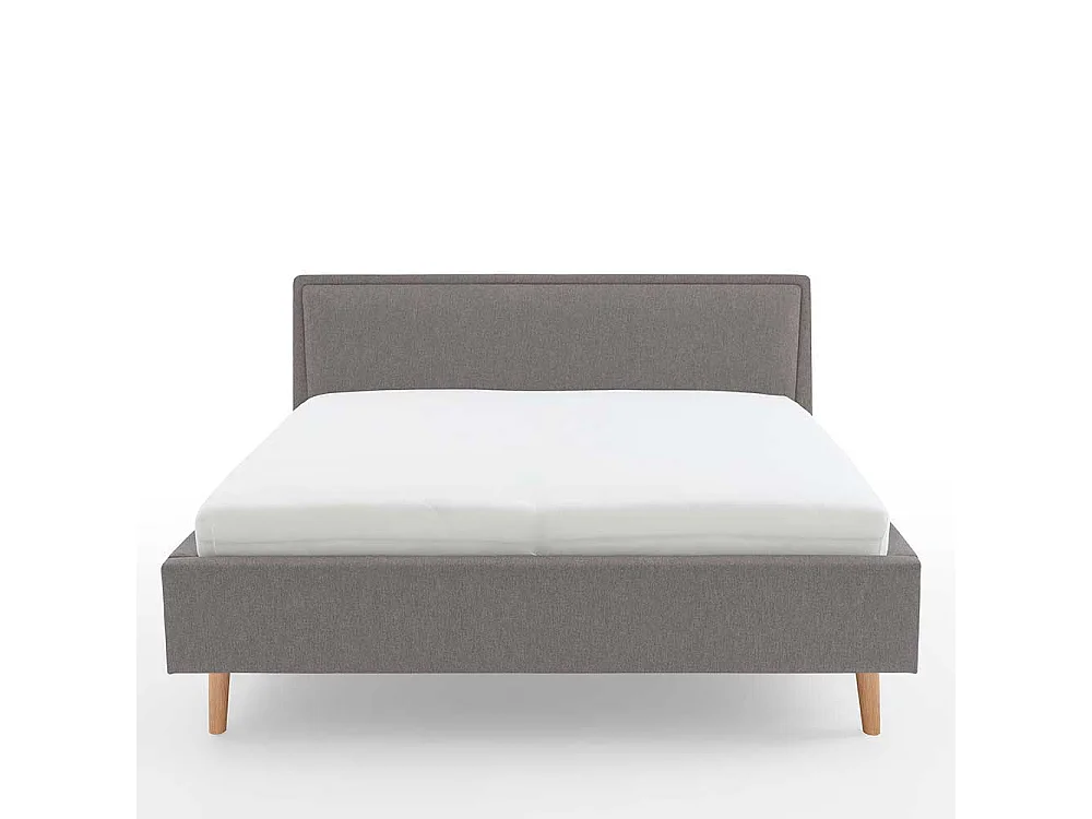 Polsterbett Skandi in Hellgrau Vierfußgestell aus Holz