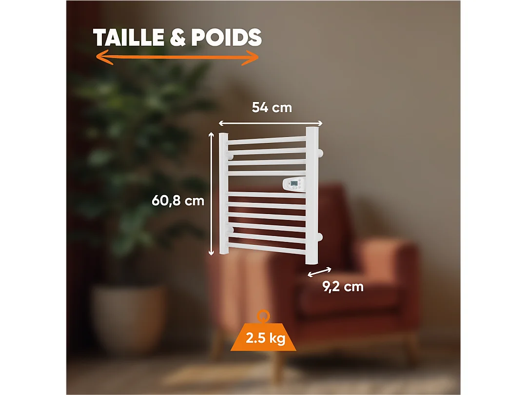 Sèche-serviette électrique sans fluide 300W H.62xL54cm Bestherm HESTIA blanc