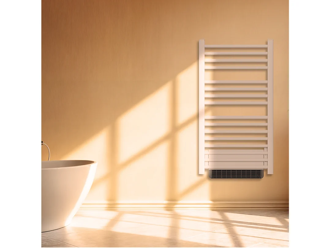 Sèche-serviette électrique sans fluide avec soufflerie 500W+1000W H.100,5xL54cm Bestherm HESTIA blanc