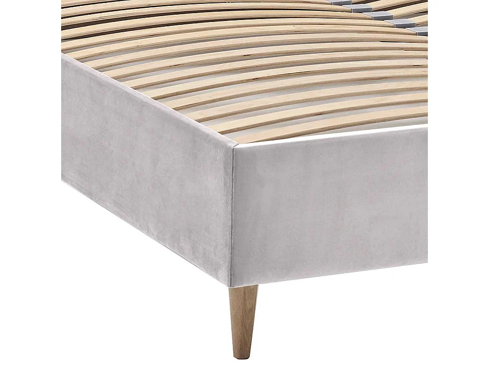 Stoffbett Hellgrau Samt in modernem Design mit Bettkasten