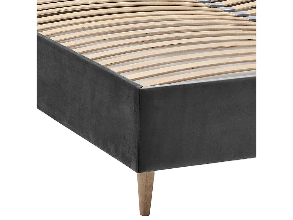 Stoffbett Doppelbett in Dunkelgrau 107 cm Kopfteil