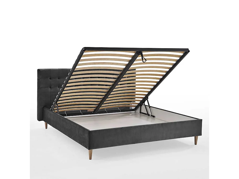 Stoffbett Doppelbett in Dunkelgrau 107 cm Kopfteil