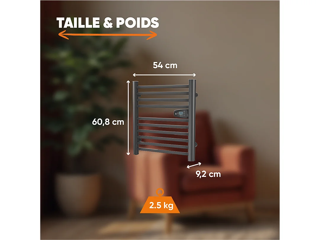 Sèche-serviette électrique sans fluide 300W H.62xL54cm Bestherm HESTIA noir