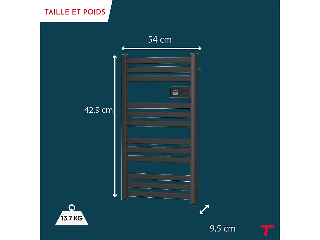 Sèche-serviette électrique sans fluide connecté WiFi 500W Thomson COSMO noir