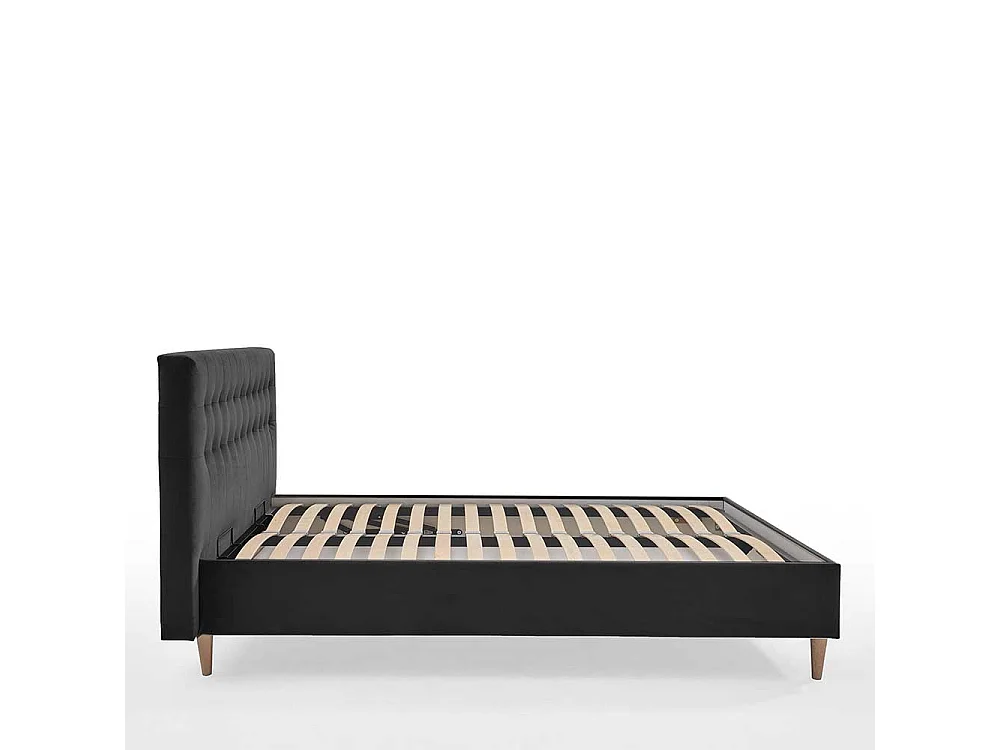 Stoffbett Doppelbett in Dunkelgrau 107 cm Kopfteil