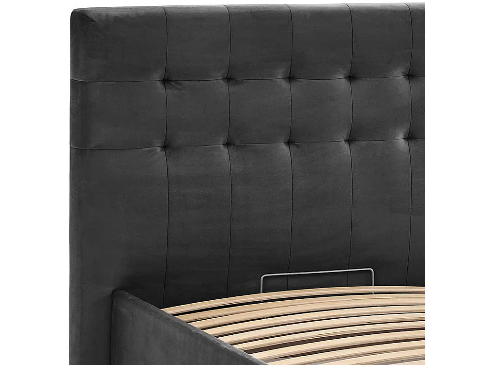 Stoffbett Doppelbett in Dunkelgrau 107 cm Kopfteil