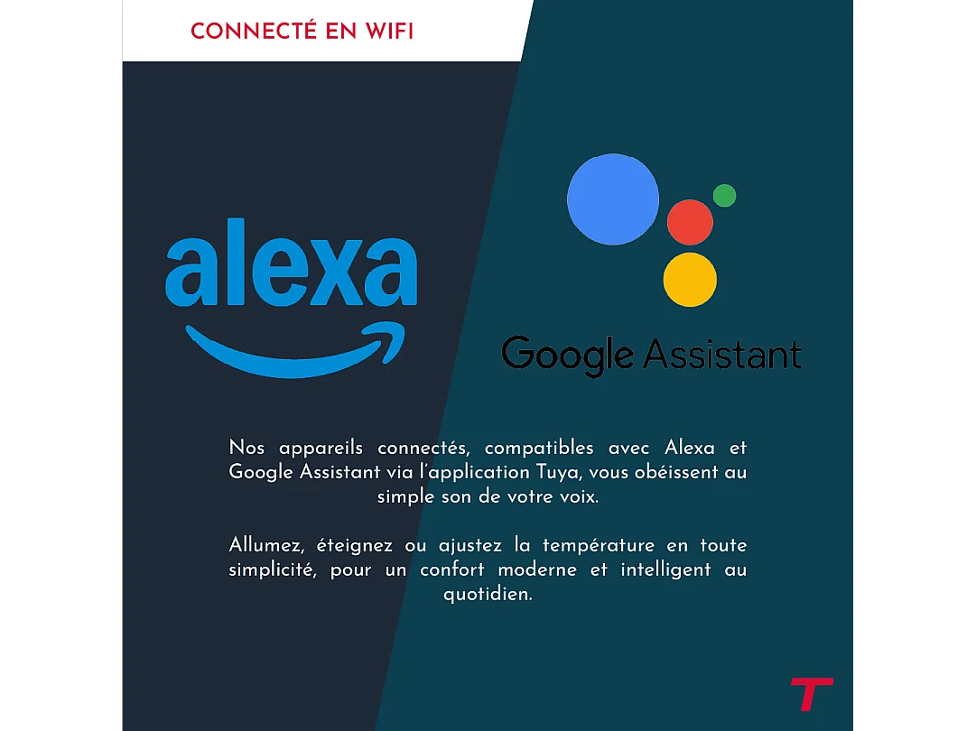 Sèche-serviette électrique sans fluide connecté WiFi avec soufflerie 500 + 1000W Thomson COSMO blanc