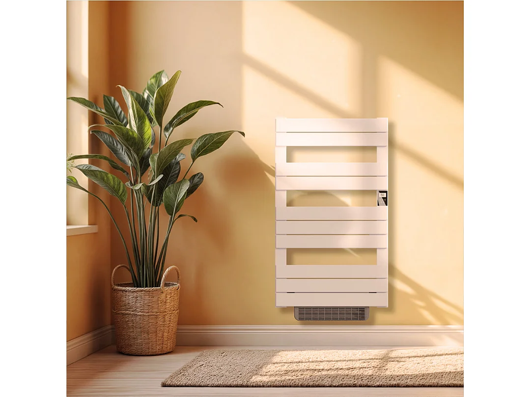 Sèche-serviette électrique sans fluide avec soufflerie 500W+1000W H.108,4xL60cm Bestherm HANAE blanc
