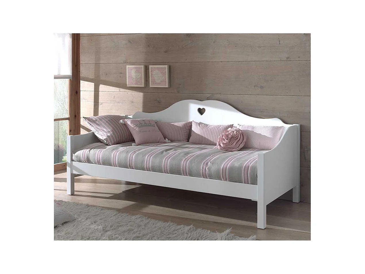 Kojenbett weiß im Landhausstil 95 cm Kopfteil