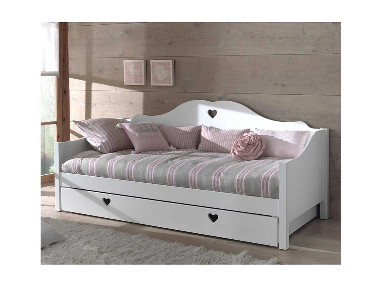 Kojenbett weiß im Landhausstil 95 cm Kopfteil