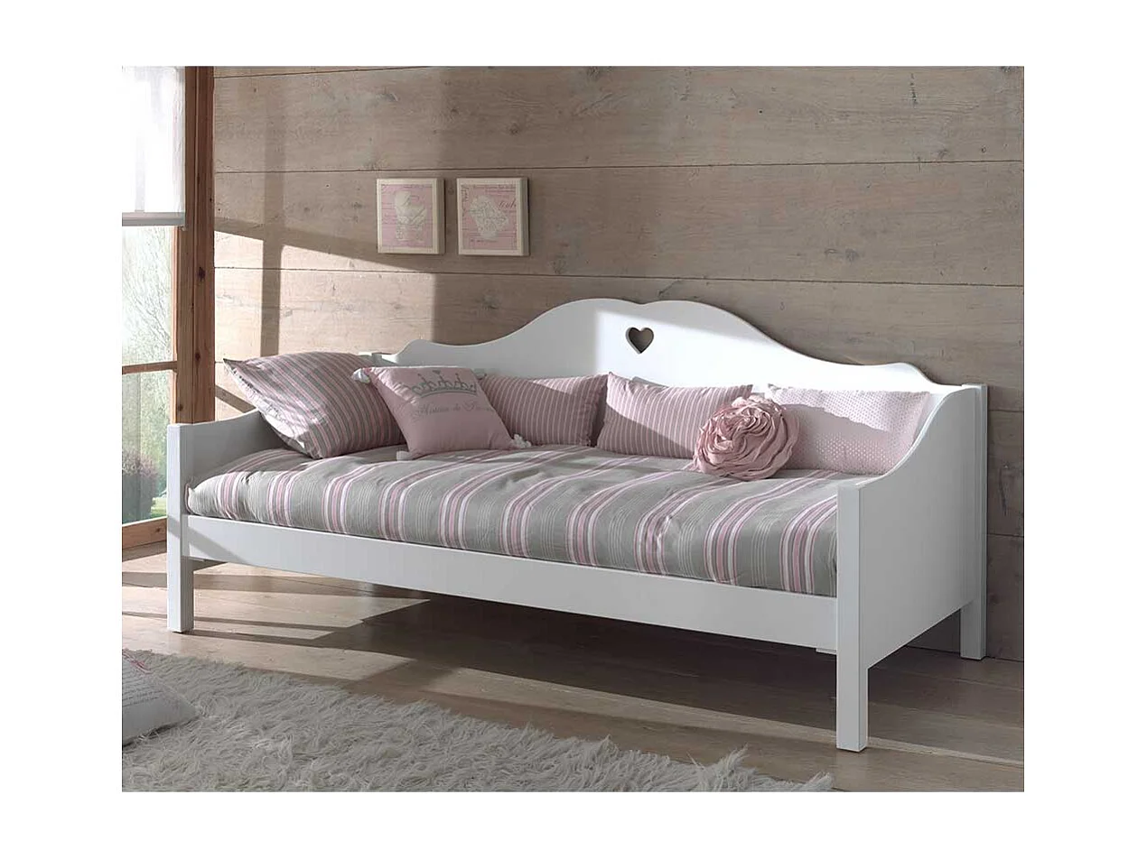 Kojenbett weiß im Landhausstil 95 cm Kopfteil