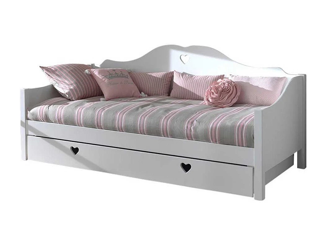 Kojenbett weiß im Landhausstil 95 cm Kopfteil