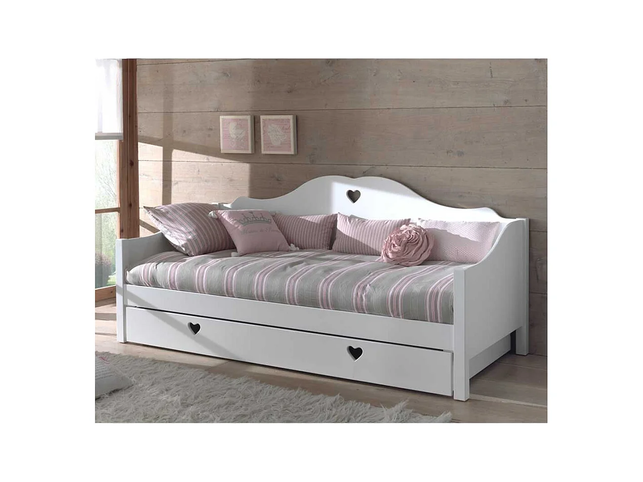 Kojenbett weiß im Landhausstil 95 cm Kopfteil