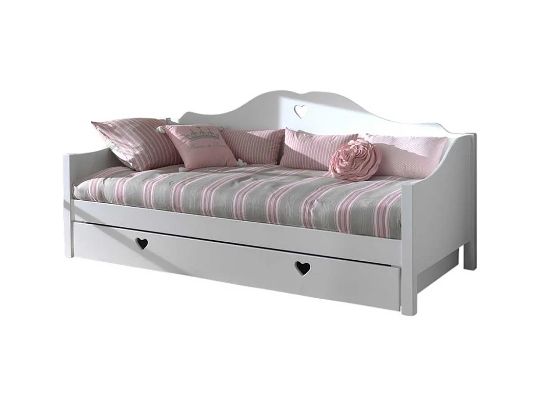 Kojenbett weiß im Landhausstil 95 cm Kopfteil