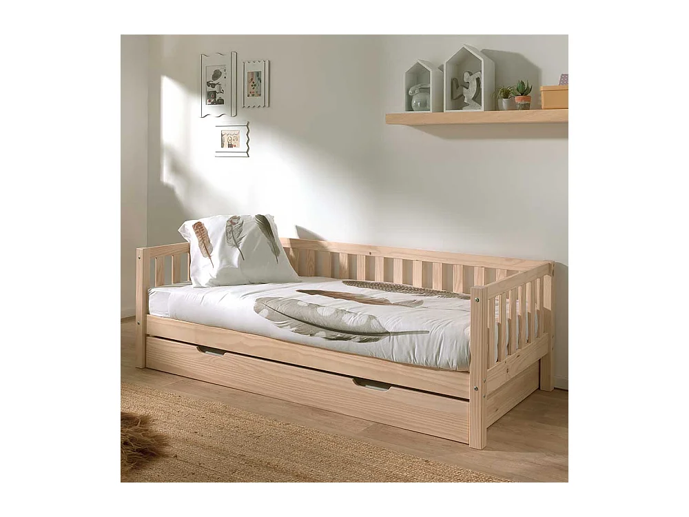 Kojenbett Kiefer im Skandi Design White Wash