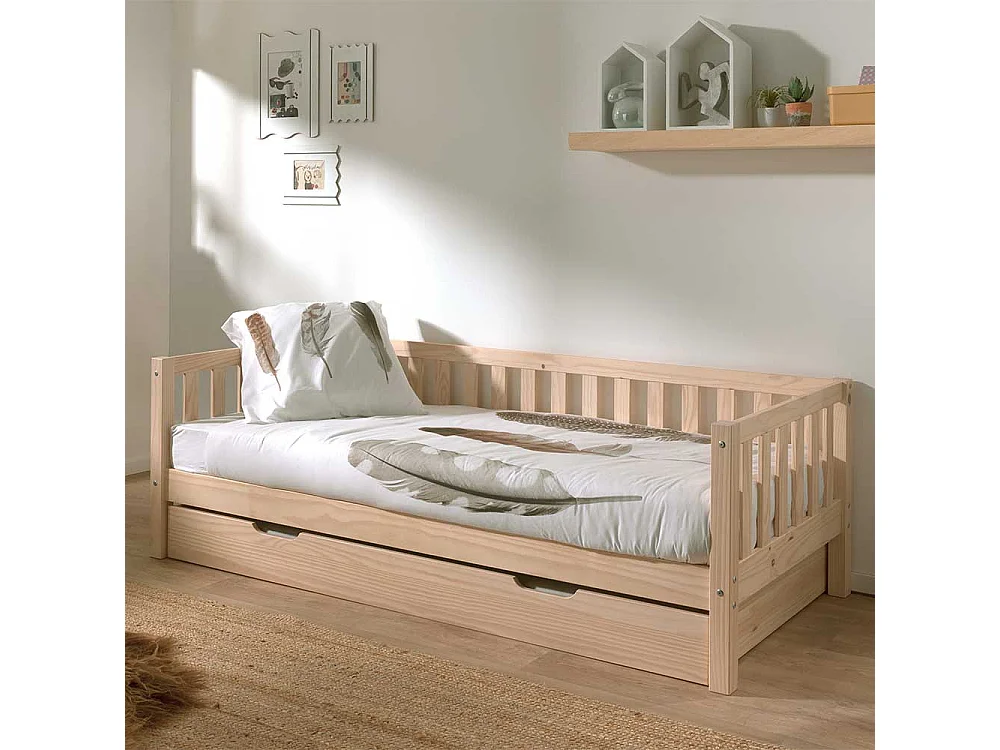 Kojenbett Kiefer im Skandi Design White Wash