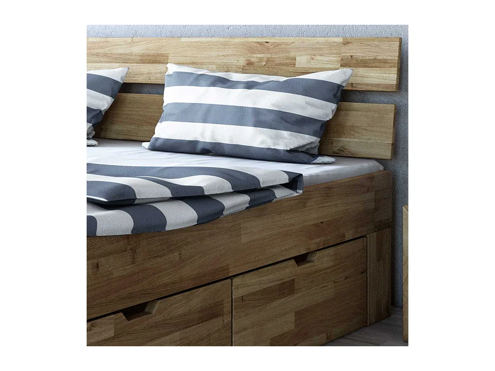 Schubkastenbett mit Konsolen aus Wildeiche Massivholz geölt (dreiteilig)