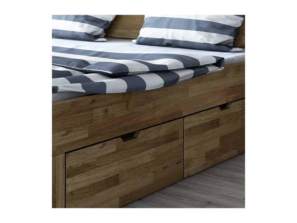 Schubkastenbett mit Konsolen aus Wildeiche Massivholz geölt (dreiteilig)
