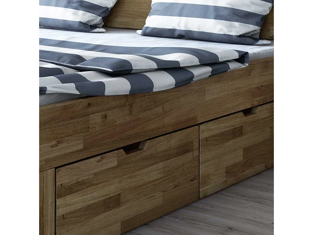 Schubkastenbett aus Wildeiche Massivholz 47 cm Einstiegshöhe