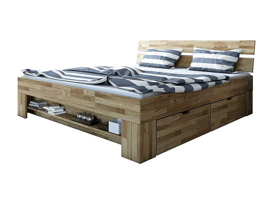 Schubkastenbett aus Wildeiche Massivholz 47 cm Einstiegshöhe