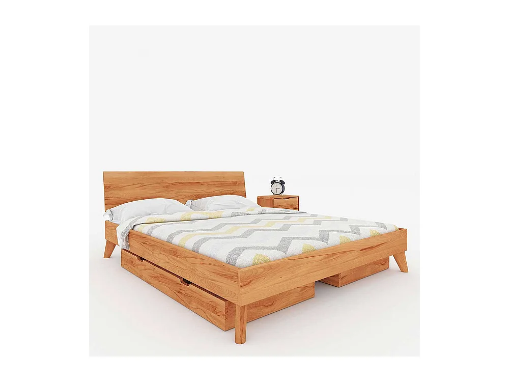 Schubkastenbett aus Kernbuche Massivholz 35 cm Fußteil