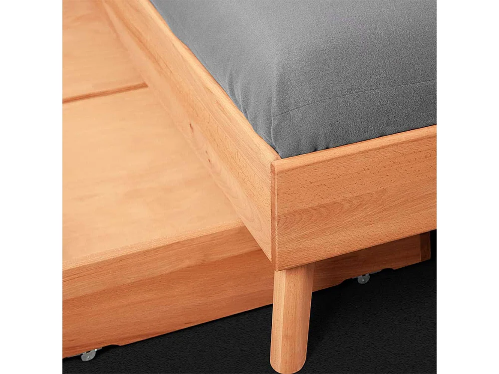 Schubkastenbett aus Kernbuche Massivholz 35 cm Fußteil