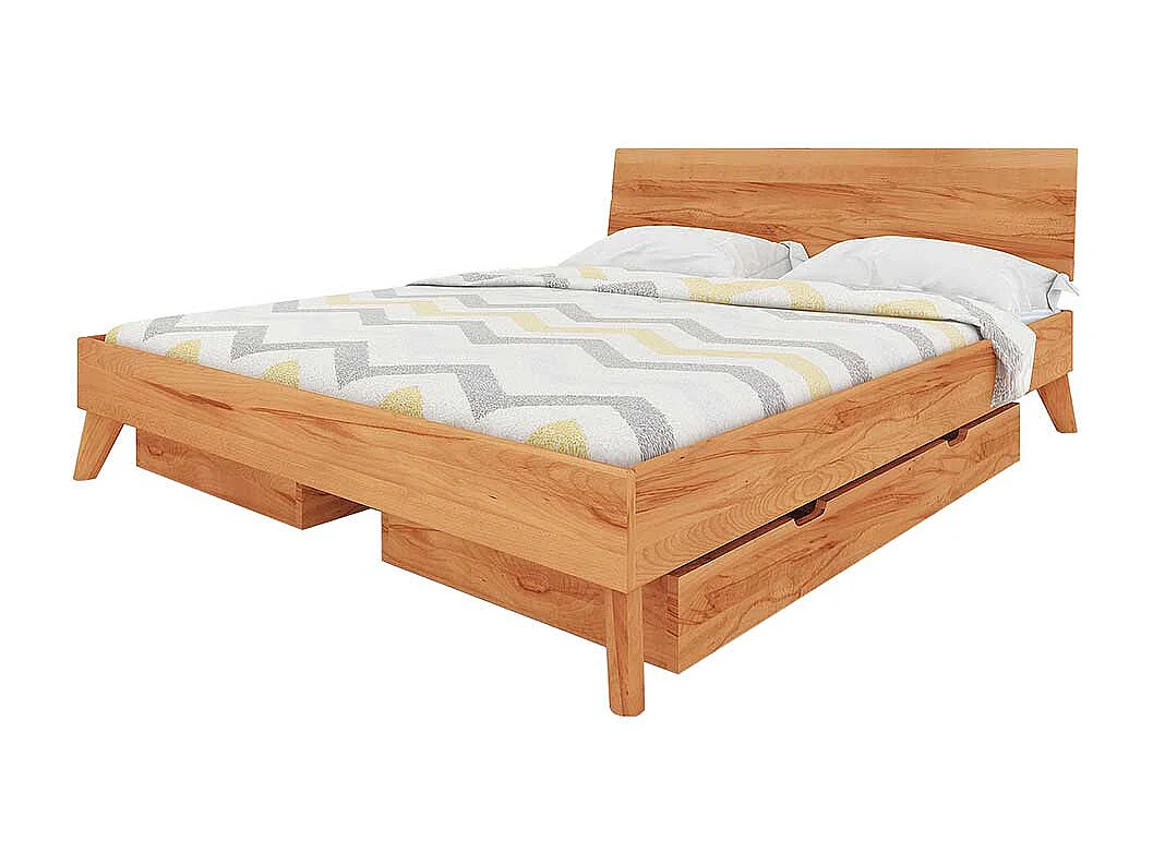 Schubkastenbett aus Kernbuche Massivholz 35 cm Fußteil