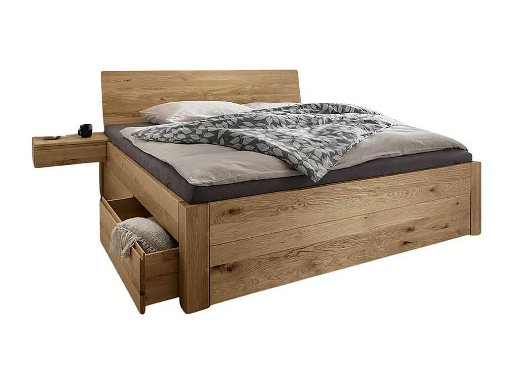 Naturholzbetten Schubkastenbetten in Wildeichefarben in modernem Design (dreiteilig)