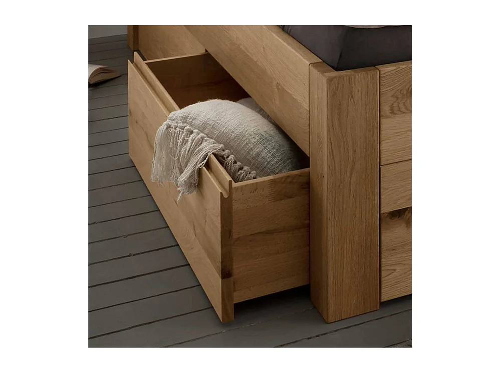 Naturholzbetten Schubkastenbetten in Wildeichefarben in modernem Design (dreiteilig)