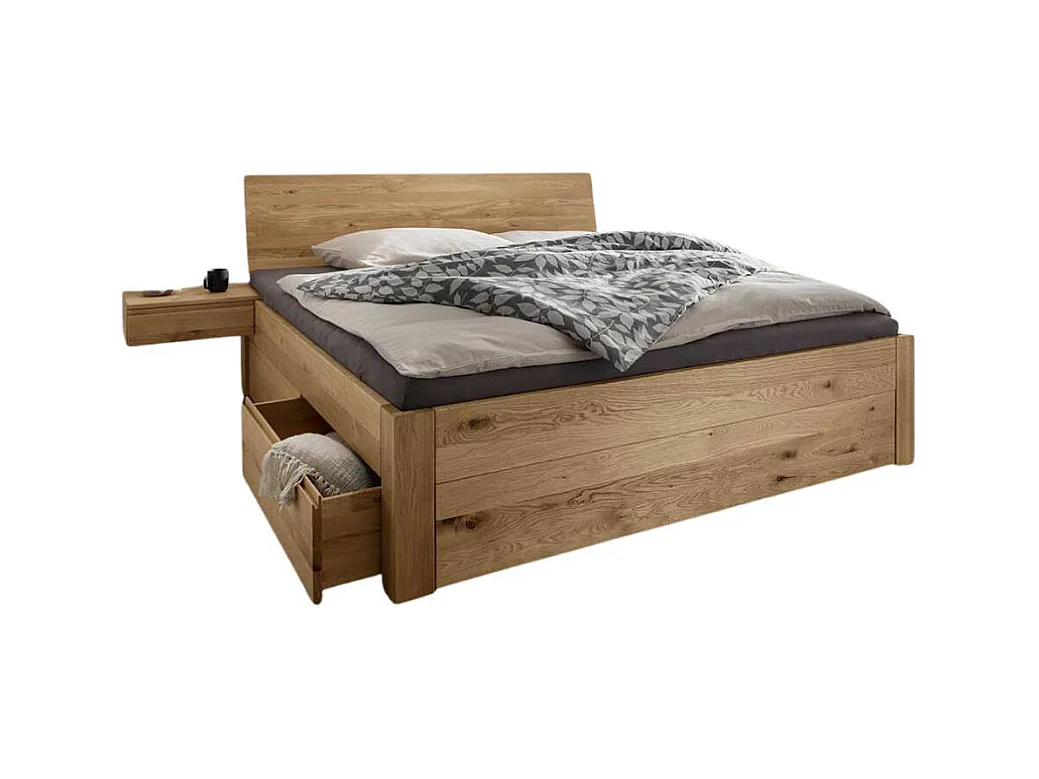 Naturholzbetten Schubkastenbetten in Wildeichefarben in modernem Design (dreiteilig)