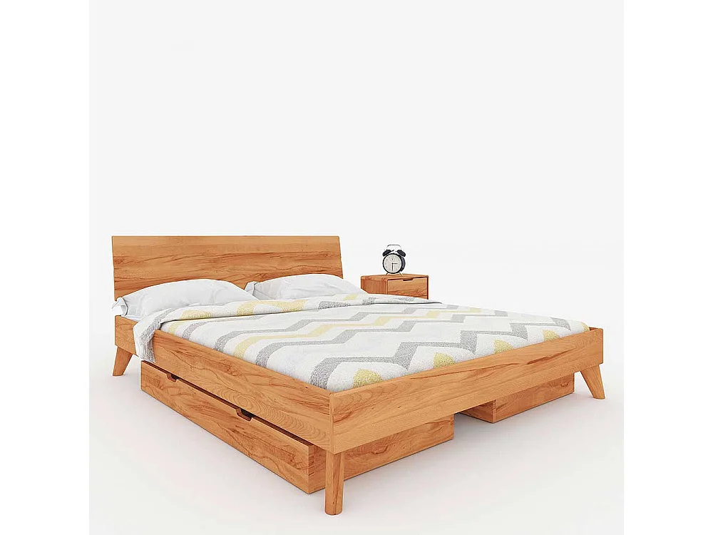 Schubkastenbett aus Kernbuche Massivholz 35 cm Fußteil