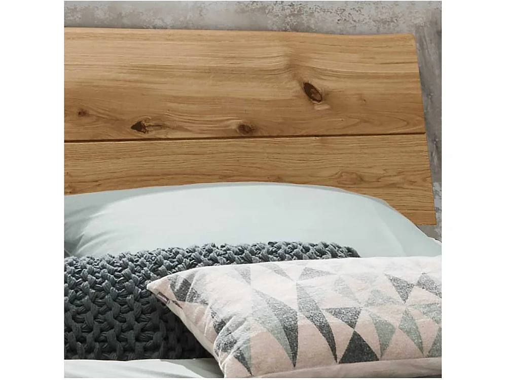 Schubkastenbett Vollholzbett in Wildeichefarben und modernem Design (dreiteilig)