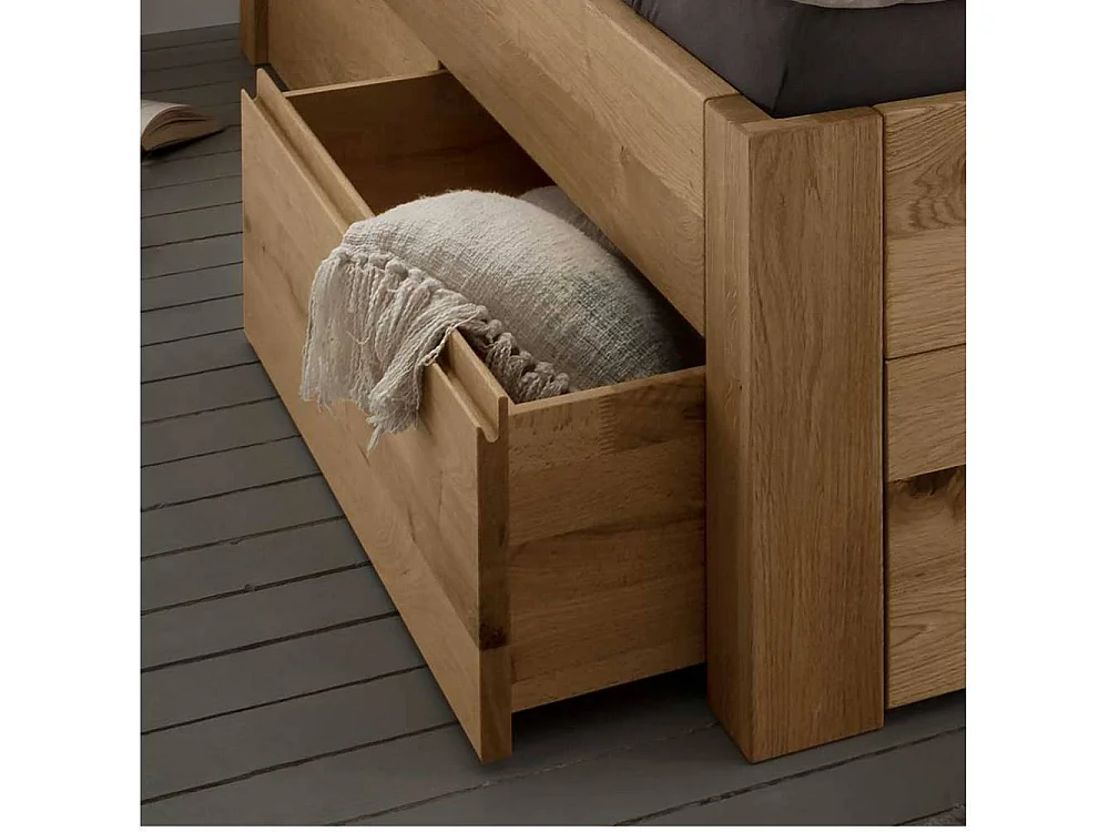 Naturholzbetten Schubkastenbetten in Wildeichefarben in modernem Design (dreiteilig)