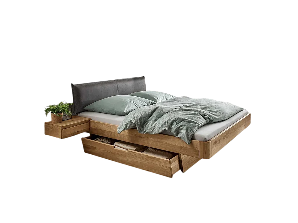 Schubkastenbett mit 2 Nachtkonsolen 45 cm Einstiegshöhe (dreiteilig)