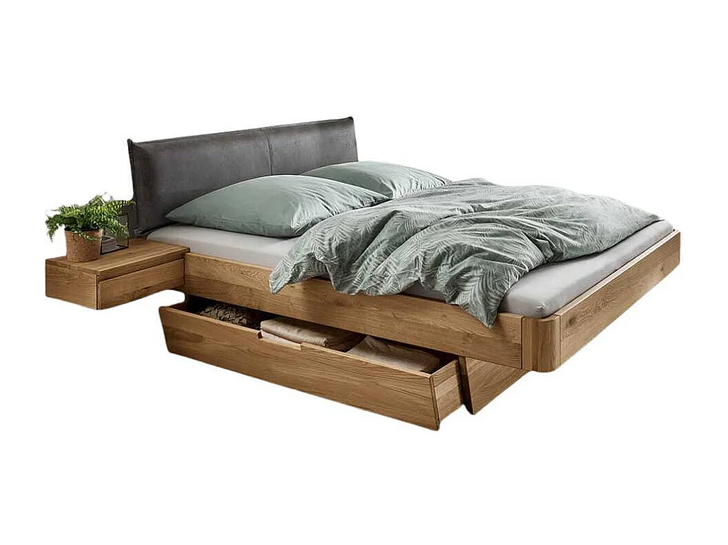 Schubladenbett Vollholzbett inklusive zwei Nachtkommoden geölt (dreiteilig)