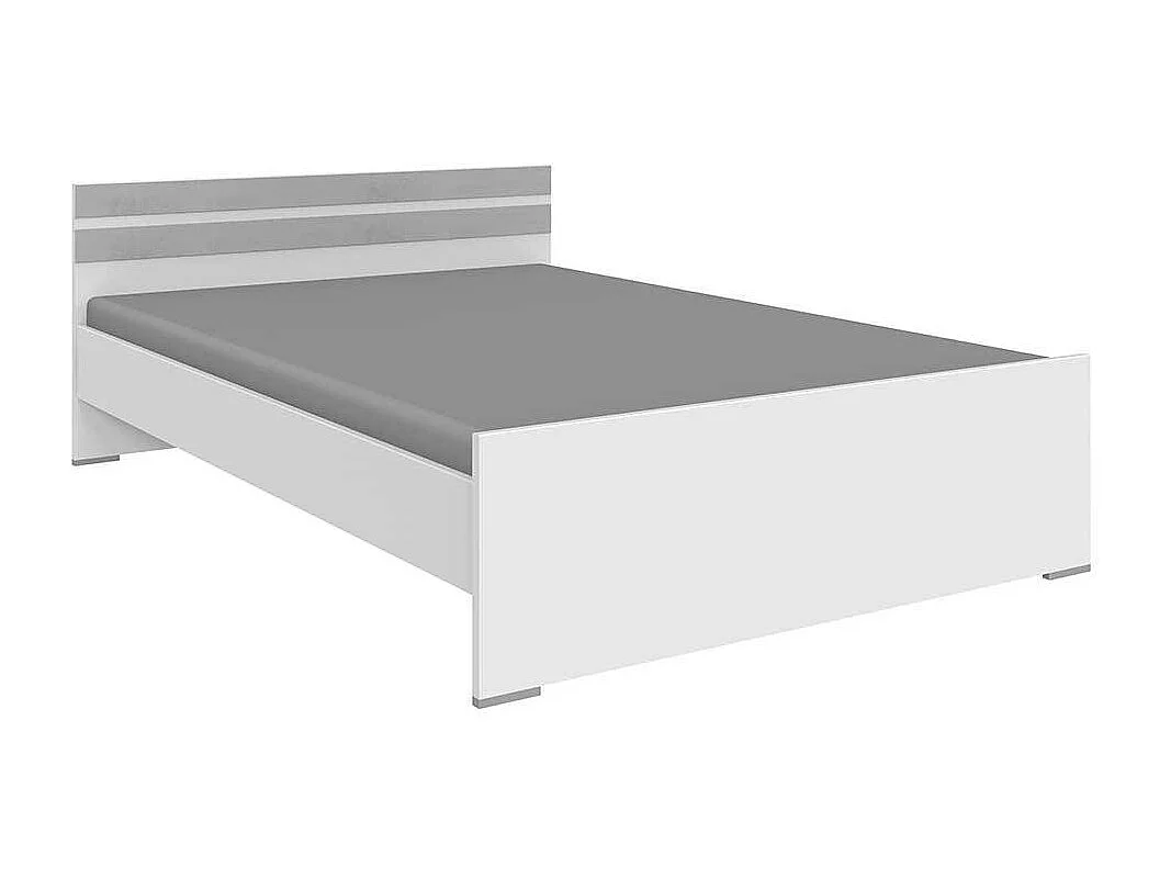 Einzelbett in Beton Lichtgrau und Weiß Variante mit Schubladen