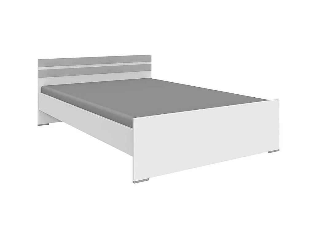 Einzelbett in Beton Lichtgrau und Weiß Variante mit Schubladen