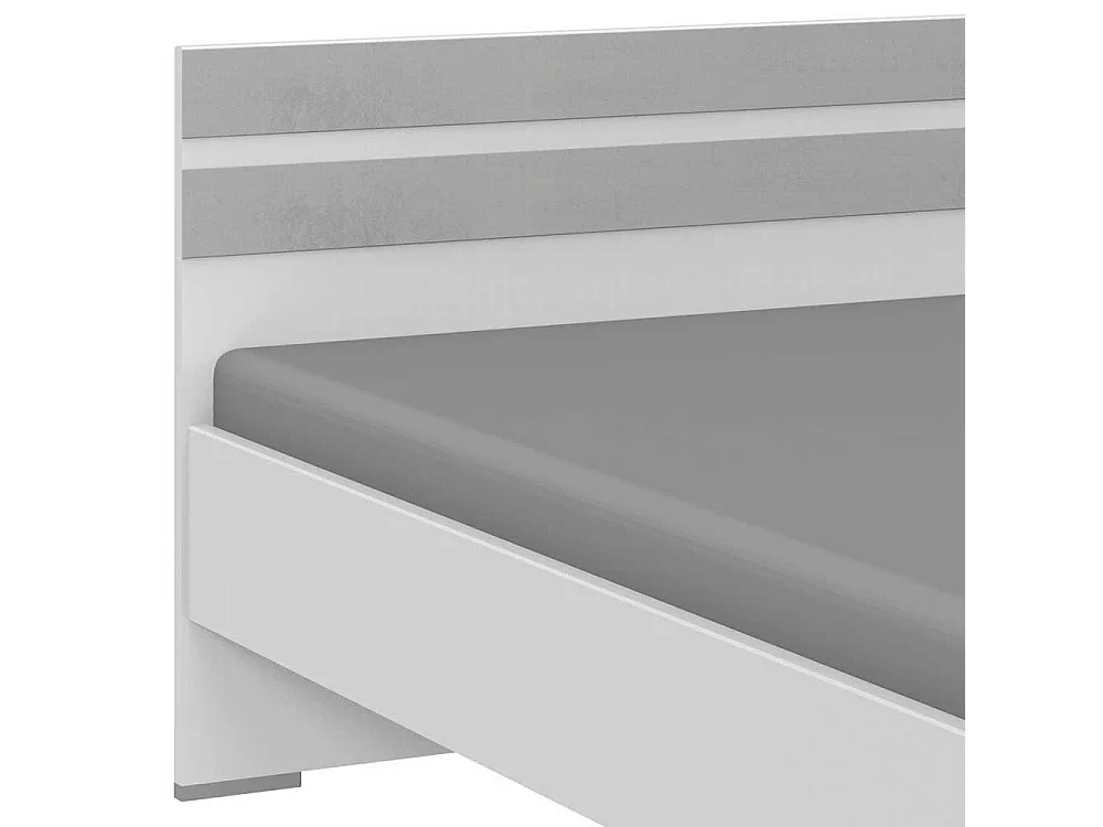 Einzelbett in Beton Lichtgrau und Weiß Variante mit Schubladen