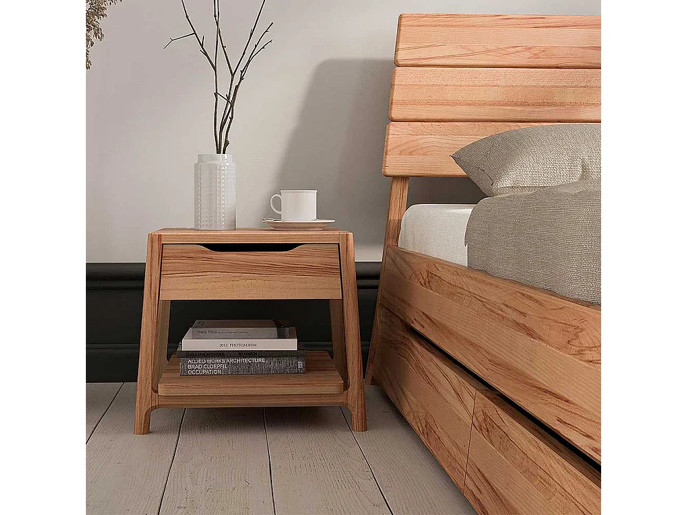 Holzbett - wahlweise mit Schubladen Kernbuche Massivholz