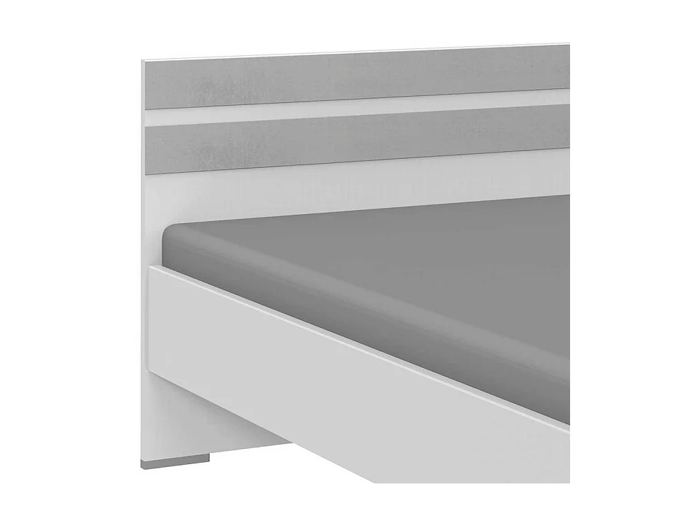 Einzelbett in Beton Lichtgrau und Weiß Variante mit Schubladen